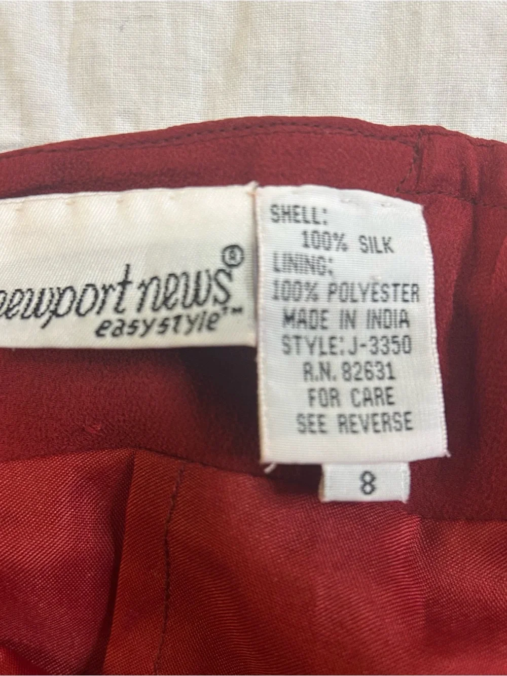 Vintage Newport News Red Silk Beaded Trim Dress Size 8 Holiday Cocktail Y2K - Picture 3 of 8